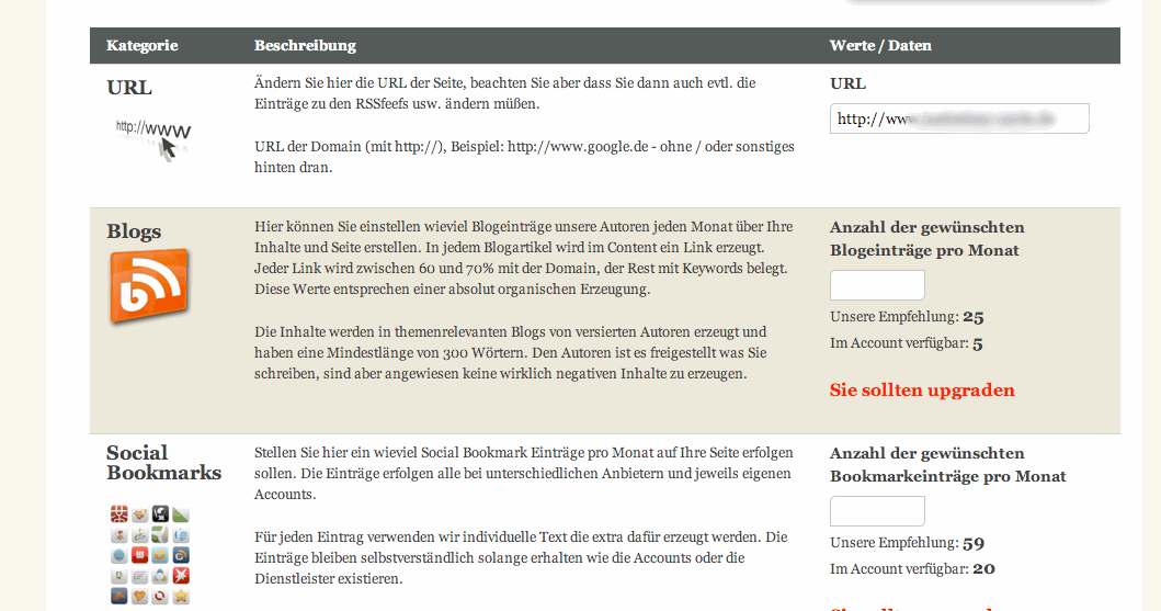 MySEOapp Einstellungen MySEOapp Einstellungen